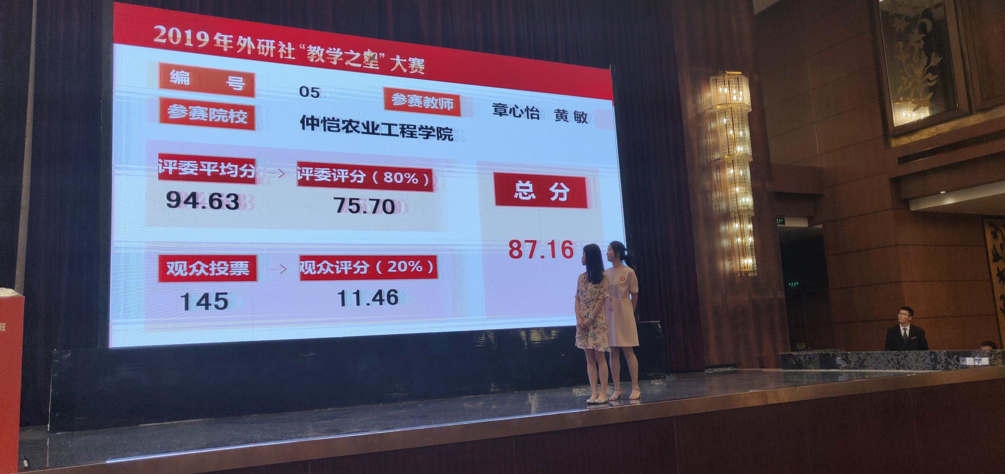 仲恺农业工程学院大学英语团队在2019外研社“教学之星”大赛全国