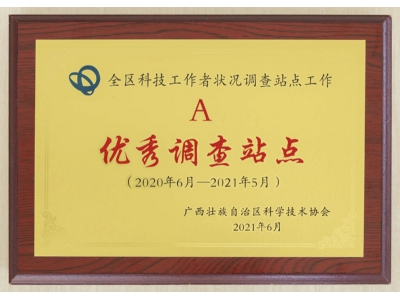 广西城市职业大学荣获2020-2021年度全区科技工作者状况调查工作A级优秀站点